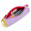 Trousse Hello Hossy mini mauve avec fermeture rose et extrémités jaunes