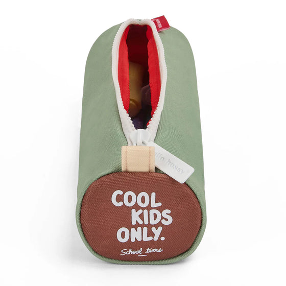 Trousse Hello Hossy vert pistache avec fermeture zippée crème