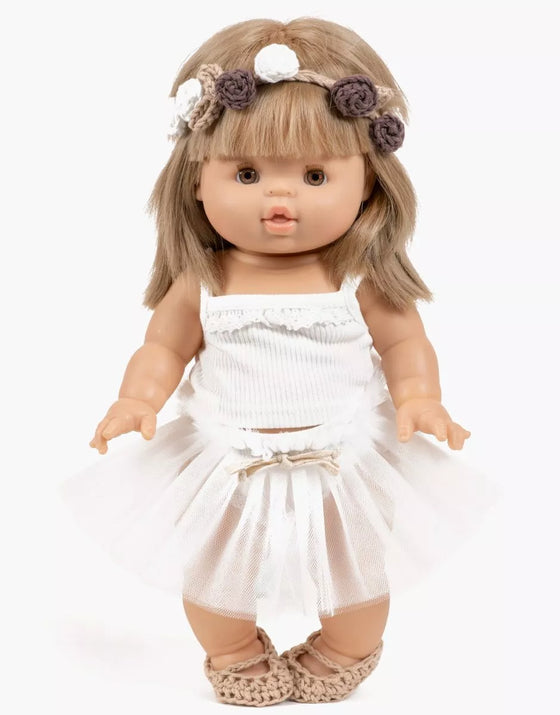 Tutu court Alicia blanc avec nouettes pour poupées Gordis – Minikane