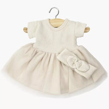  Robe tutu Rosanna et headband en lin Minikane – tenue élégante pour poupée Babies 28 cm
