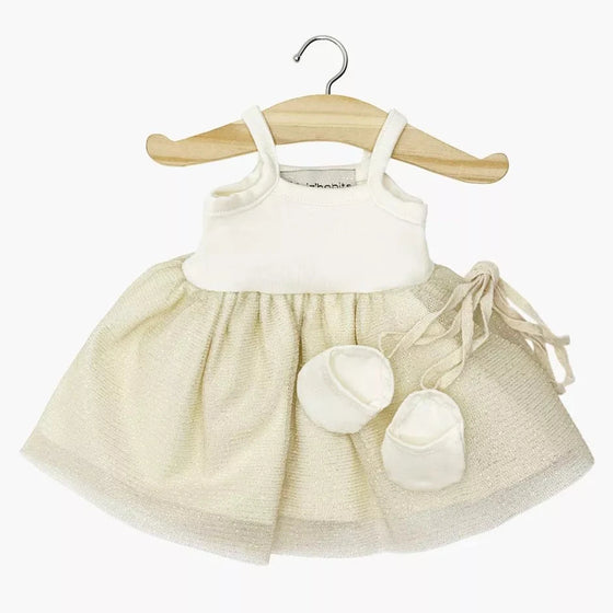 Robe tutu Rosella Milk Doré Minikane avec chaussons assortis pour poupée 34 cm