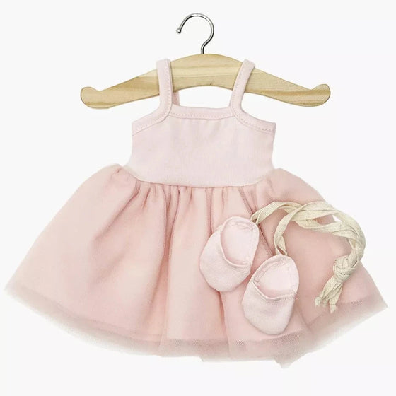 Tutu Rosella rose pâle et chaussons de danse à lacets Minikane – tenue de ballerine pour poupée Gordis 34 cm