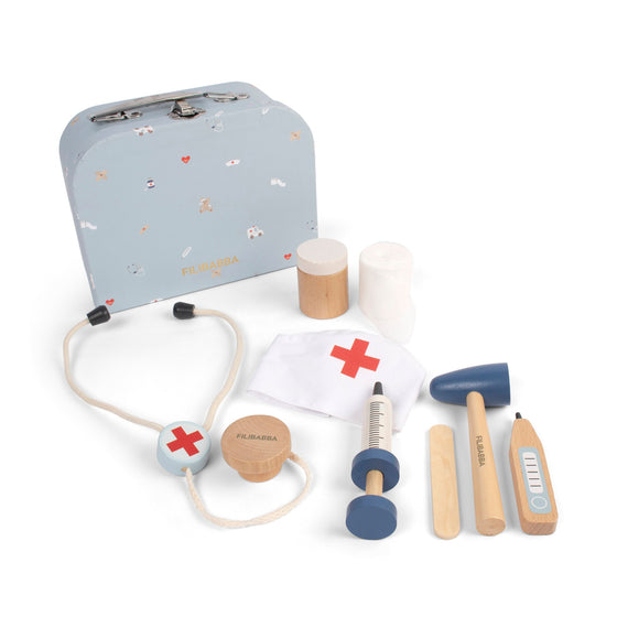 Valisette docteur en bois Filibabba avec accessoires médicaux pour enfants