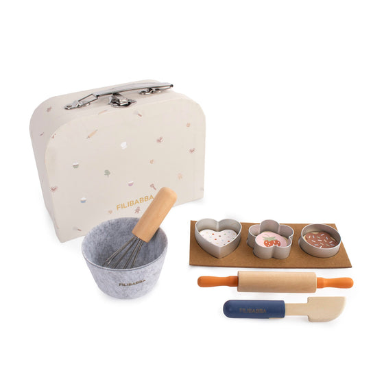 Valisette pâtissier en bois Filibabba avec ustensiles et emporte-pièces pour enfants