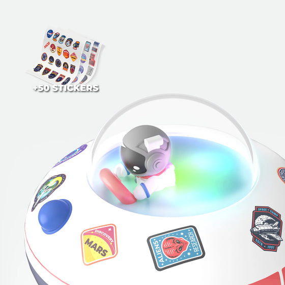Veilleuse enceinte sans fil Cosmo Bubbly en forme de vaisseau spatial avec astronaute et stickers – MOB