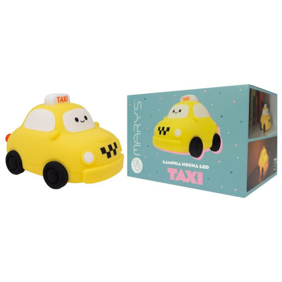 Veilleuse rechargeable taxi jaune mignon avec sourire – Mary’s