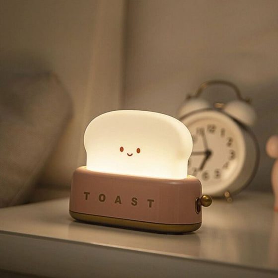 Veilleuse rechargeable toaster rose avec tranche de pain lumineuse – Mary’s