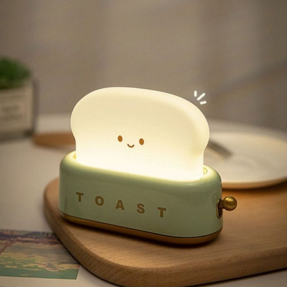 Veilleuse rechargeable toaster vert avec tranche de pain lumineuse – Mary’s