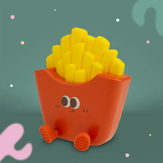 Veilleuse rechargeable en forme de frites jaune et rouge avec visage mignon pour chambre enfant