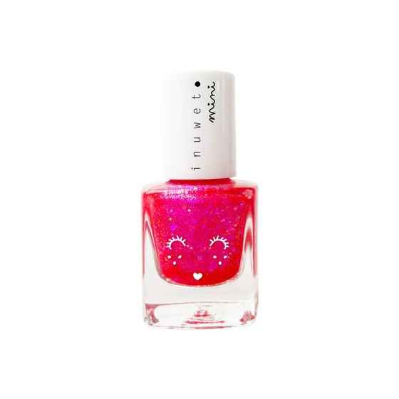 Vernis à l’eau fuchsia pailleté Inuwet – vernis enfant vegan parfum fraise lavable à l’eau