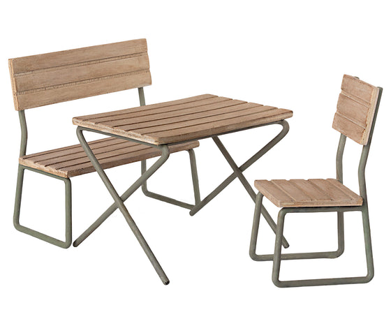 Table de jardin avec chaise et banc - Maileg