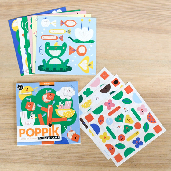 Mes premiers stickers - 6 cartes + 96 gommettes (2 ans et +) - La Nature - Poppik