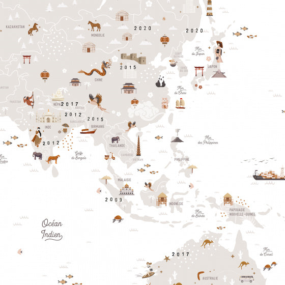 Affiche Carte du monde - Les petites dates