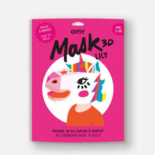  Masque 3D en carton à monter, thème licorne, marque Omy.