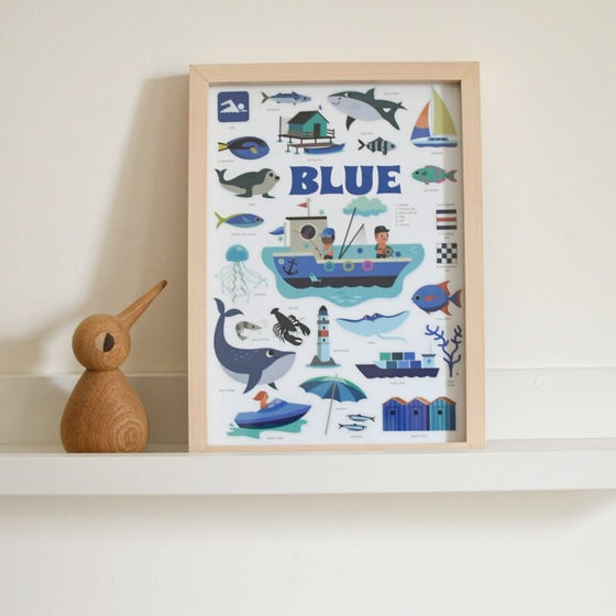 Mini poster à sticker - 1 poster + 26 stickers (3-8 ans) - La Mer (Bleu) - Poppik