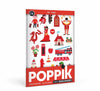 Mini poster à sticker - 1 poster + 26 stickers (3-8 ans) - La Ville (Rouge) - Poppik
