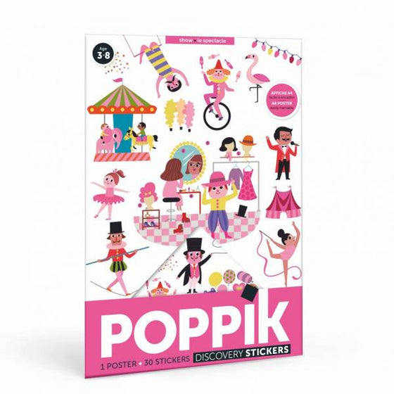 Mini poster à sticker - 1 poster + 20 stickers (3-8 ans) - Spectacle - Poppik
