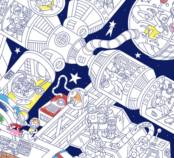 Poster géant à colorier - Space Station - Omy