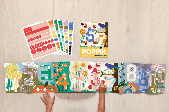 Panorama à sticker - 1 poster + 520 stickers (3-7 ans) - Les Chiffres - Poppik