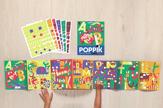 Panorama à sticker - 1 poster + 520 stickers (3-7 ans) - Les Lettres - Poppik