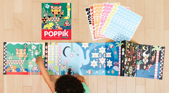 Panorama à sticker - 1 poster + 520 stickers (3-7 ans) - Jungle - Poppik