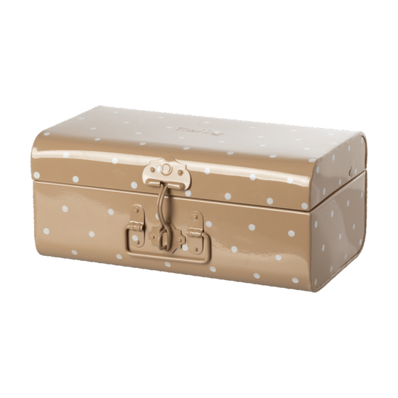 Petite valise de rangement en métal - Beige pois blanc - Maileg
